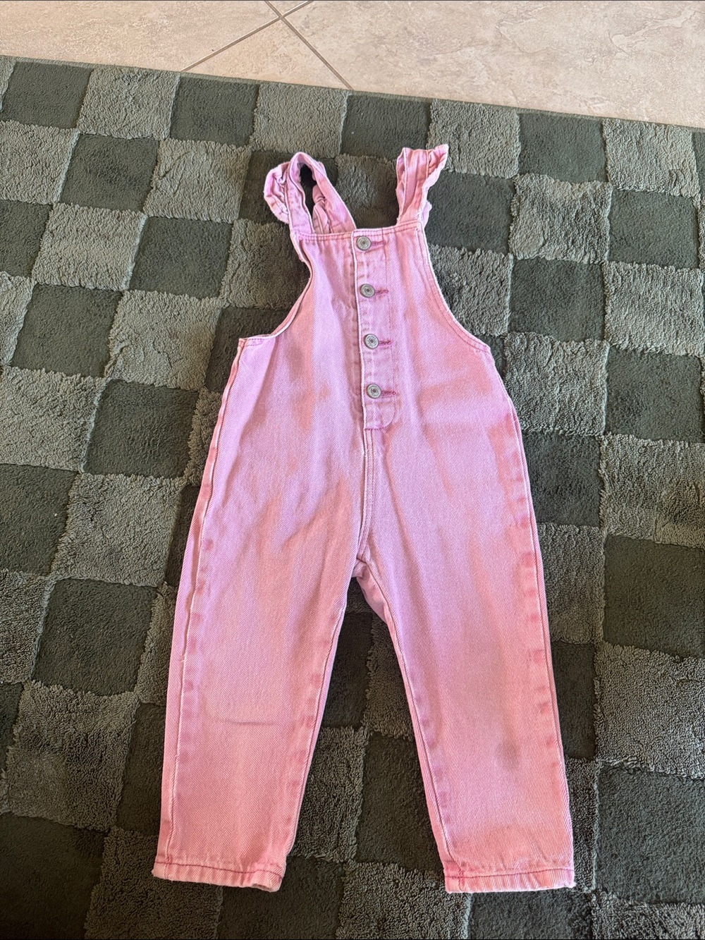 Zara Pink Denim Kids Overalls with Front Buttons